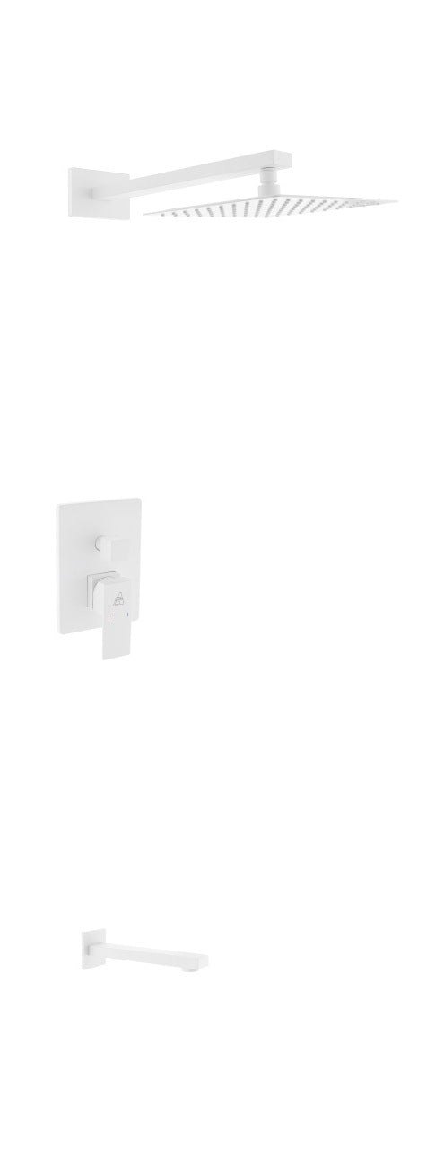 Kube Bath Aqua Piazza Brass Shower Set with 8" Square Rain Shower and Tub Filler - White (WH-WR200TF2V) view 2