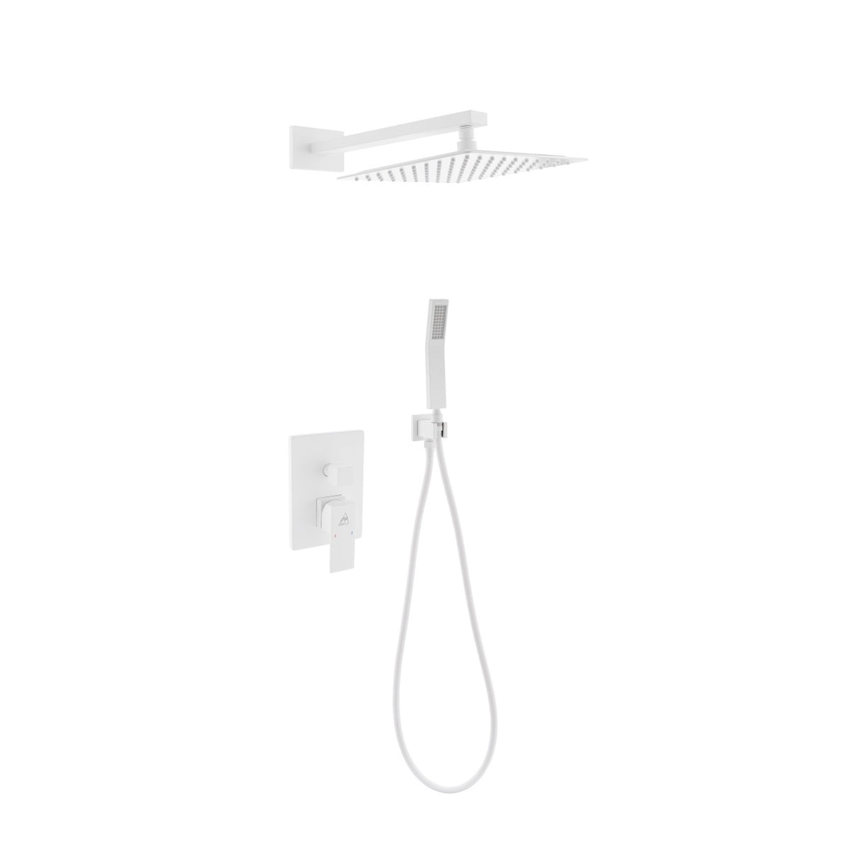 Kube Bath Aqua Piazza Brass Shower Set with12" Square Rain Shower and Handheld - White (WH-WR300HH2V)