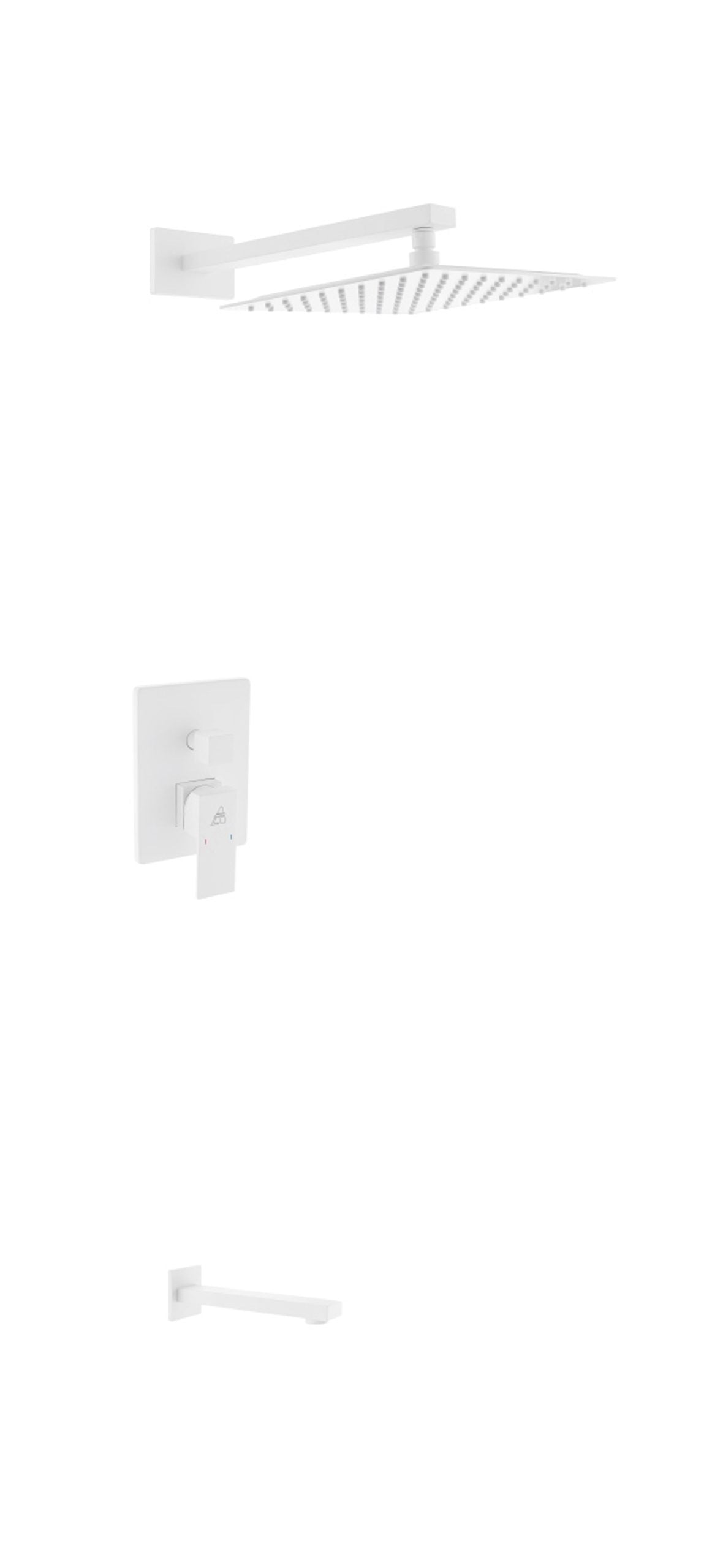 Kube Bath Aqua Piazza Brass Shower Set with 12" Square Rain Shower and Tub Filler - White (WH-WR300TF2V) view 2