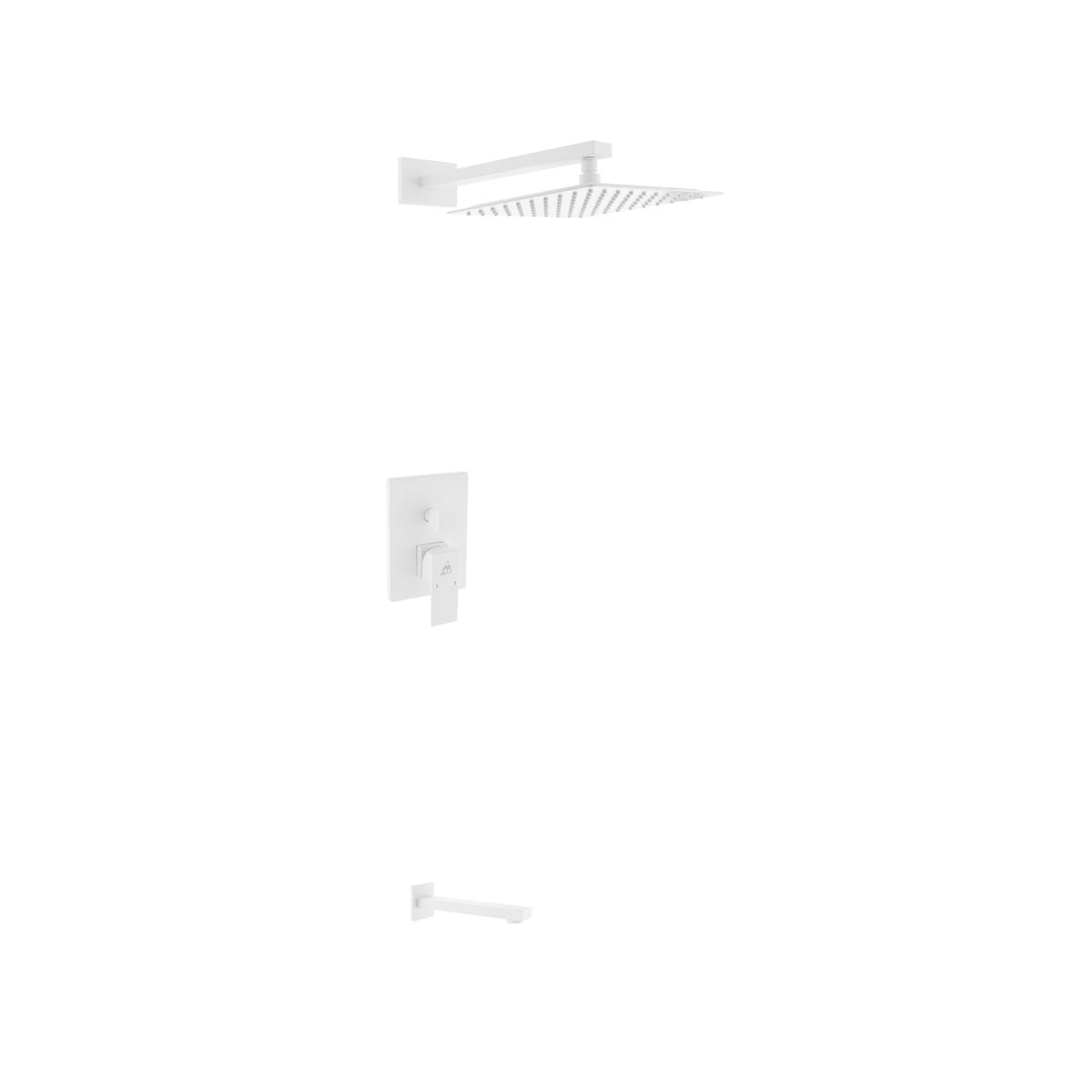 Kube Bath Aqua Piazza Brass Shower Set with 12" Square Rain Shower and Tub Filler - White (WH-WR300TF2V)