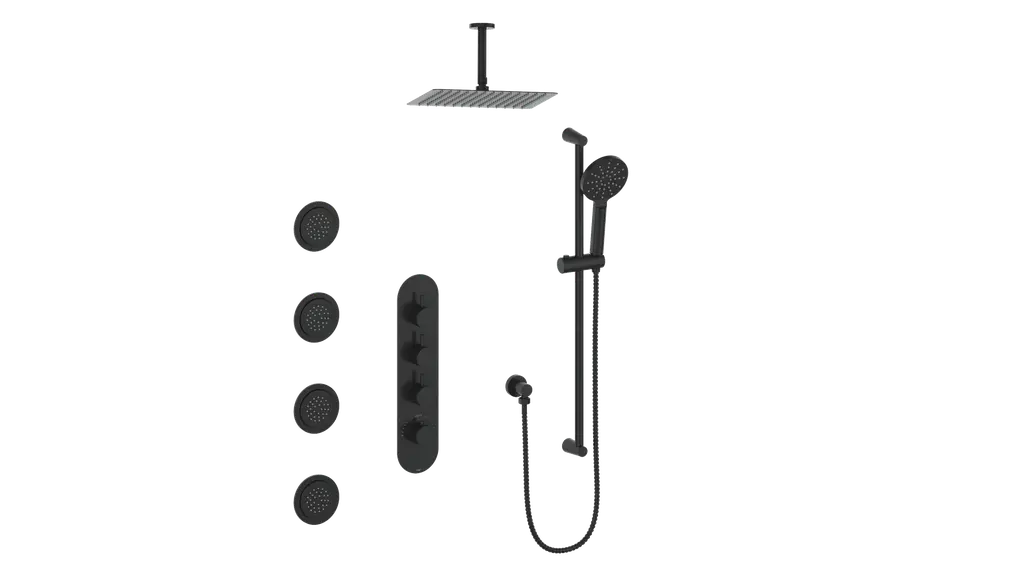 WORGL 3/4" HIGH-FLOW TH SHOWER KIT WITH BODY JETS AND 6" CEILING ARM N/A - Plumbing Market