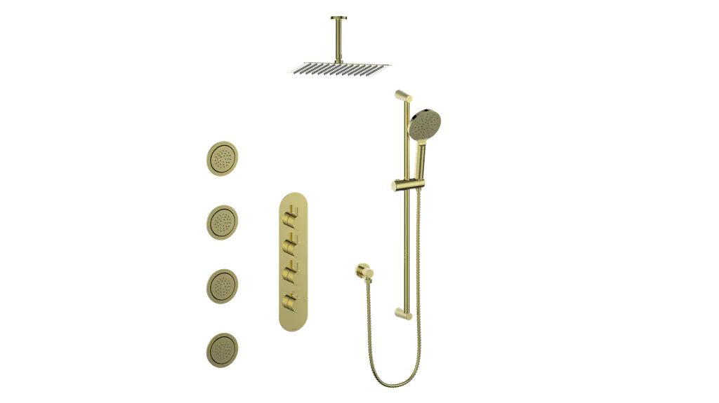 WORGL 3/4" HIGH-FLOW TH SHOWER KIT WITH BODY JETS AND 6" CEILING ARM N/A - Plumbing Market