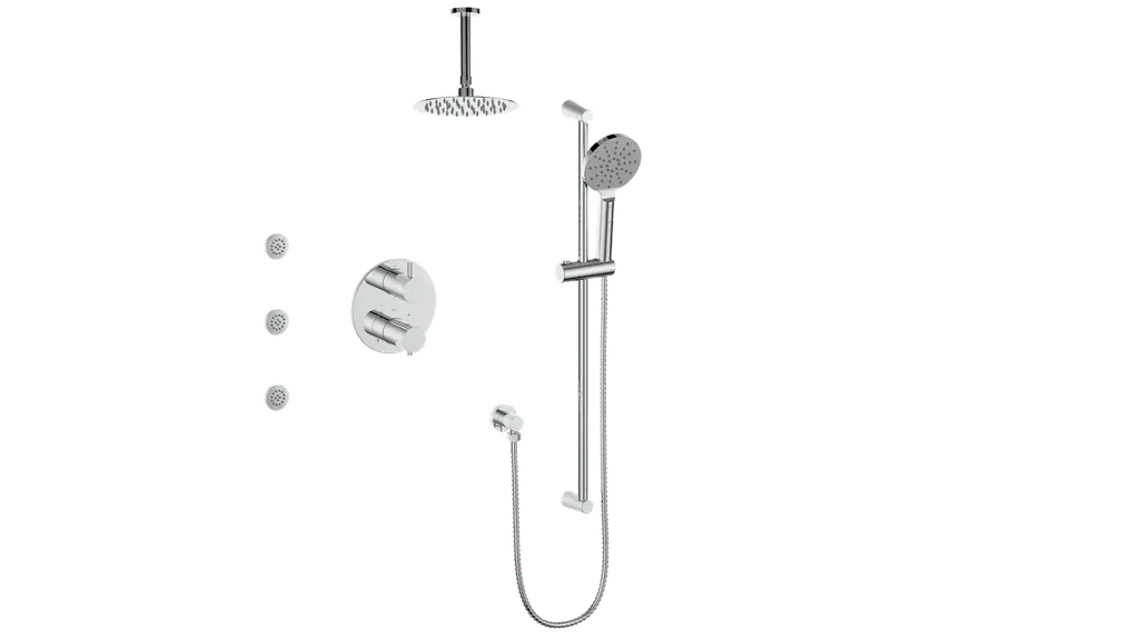 WORGL 3-WAY TH SHOWER KIT WITH BODY JETS AND 6" CEILING ARM N/A - Plumbing Market