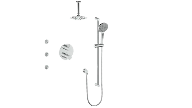 WORGL 3-WAY TH SHOWER KIT WITH BODY JETS AND 6" CEILING ARM N/A - Plumbing Market