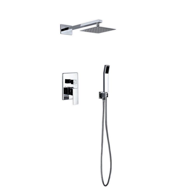 Kube Bath Aqua Piazza Brass Shower Set with 8" Square Rain Shower and Handheld - Chrome (WR200HH2V)