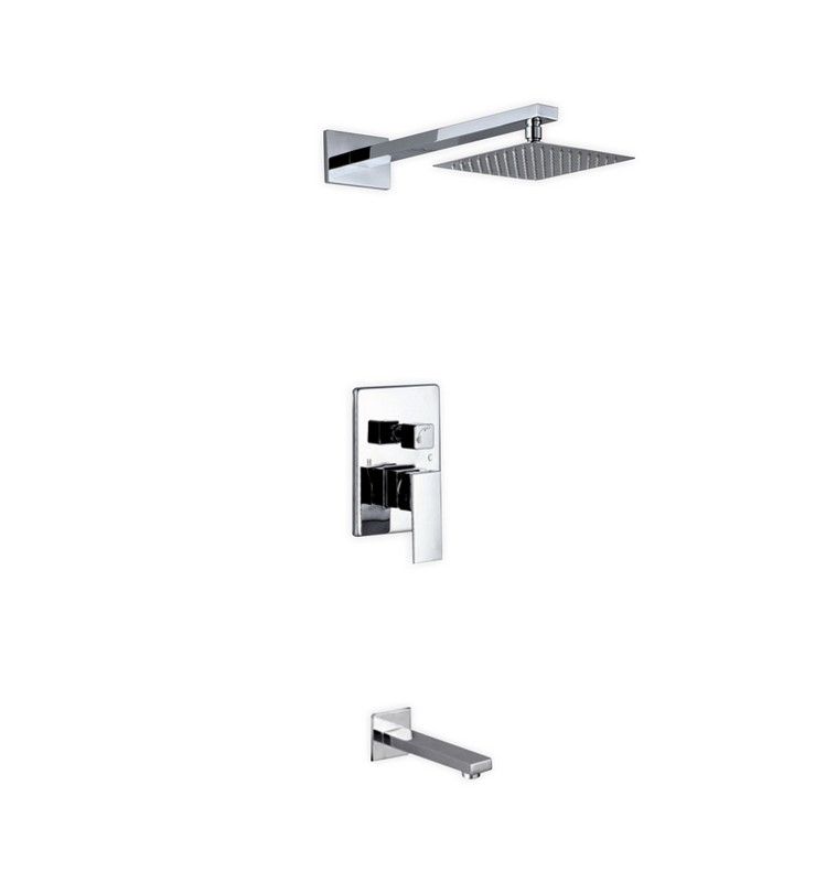 Kube Bath Aqua Piazza Brass Shower Set with 8" Square Rain Shower and Tub Filler - Chrome (WR200TF2V)