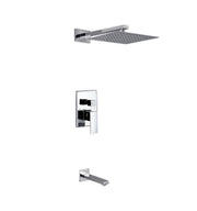 Kube Bath Aqua Piazza Brass Shower Set with 12" Square Rain Shower and Tub Filler - Chrome (WR300TF2V)