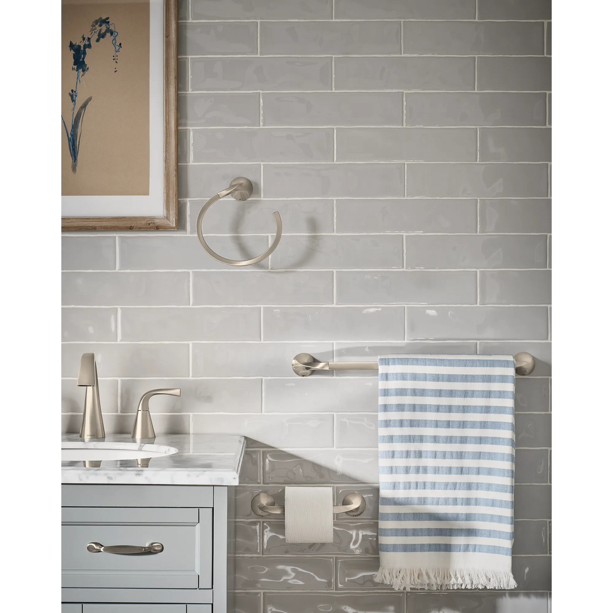 Moen Oxby Two-Handle High-Arc Bathroom Faucet WS84661 in Spot Resist Brushed Nickel (WS84661SRN) - view 4