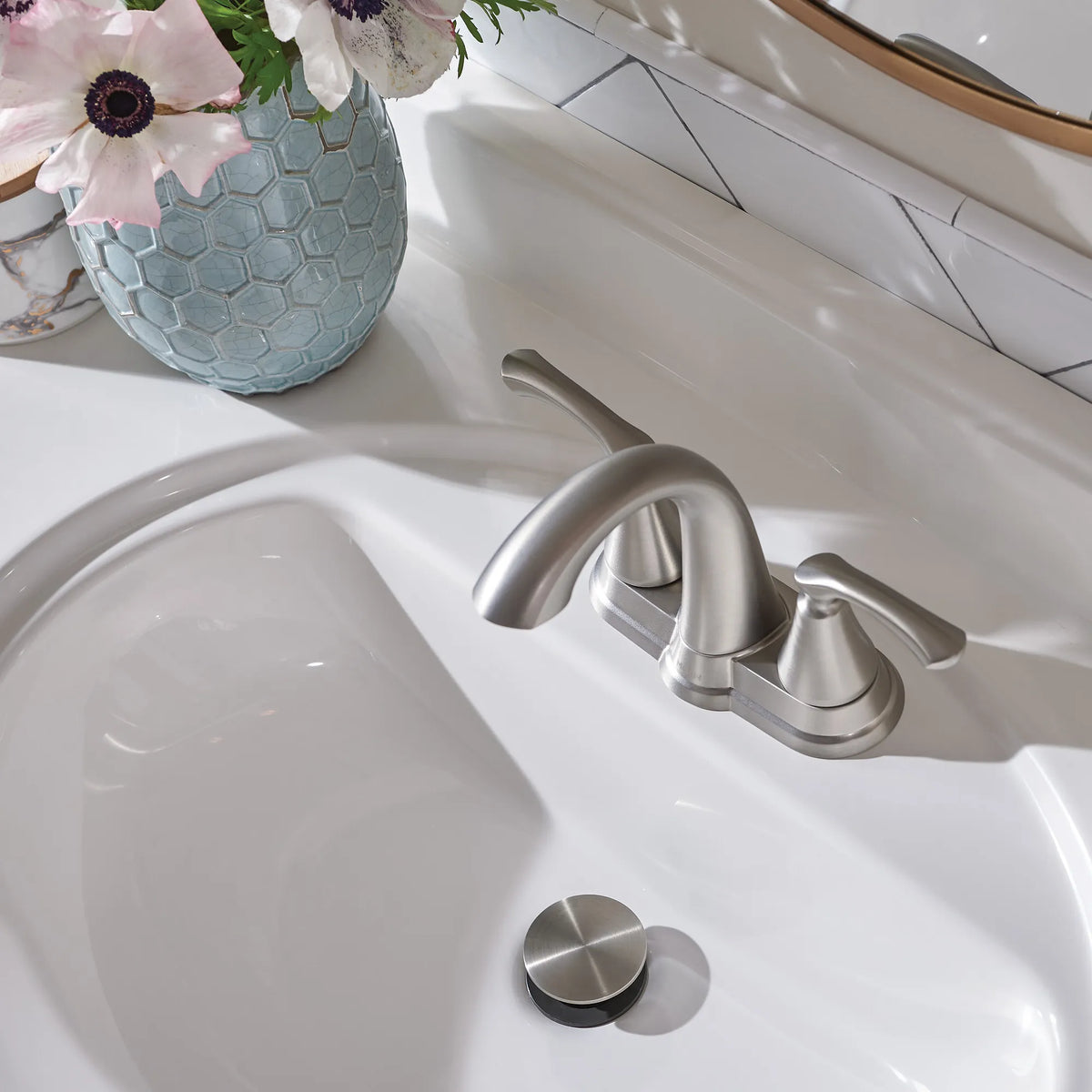 Moen Tiffin Two-Handle High-Arc Bathroom Faucet WS84876 in Spot Resist Brushed Nickel (WS84876SRN) - view 9