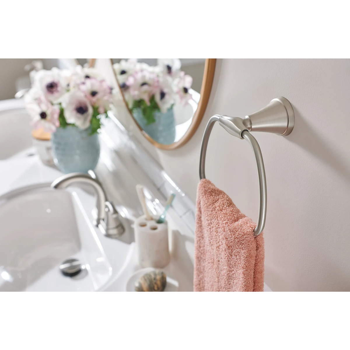 Moen Tiffin Two-Handle High-Arc Bathroom Faucet WS84876 in Spot Resist Brushed Nickel (WS84876SRN) - view 5
