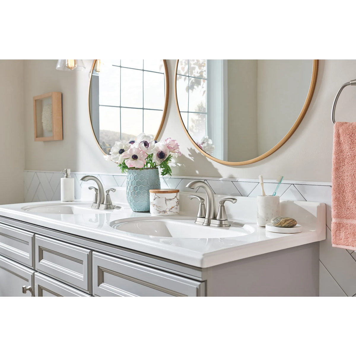 Moen Tiffin Two-Handle High-Arc Bathroom Faucet WS84876 in Spot Resist Brushed Nickel (WS84876SRN) - view 8