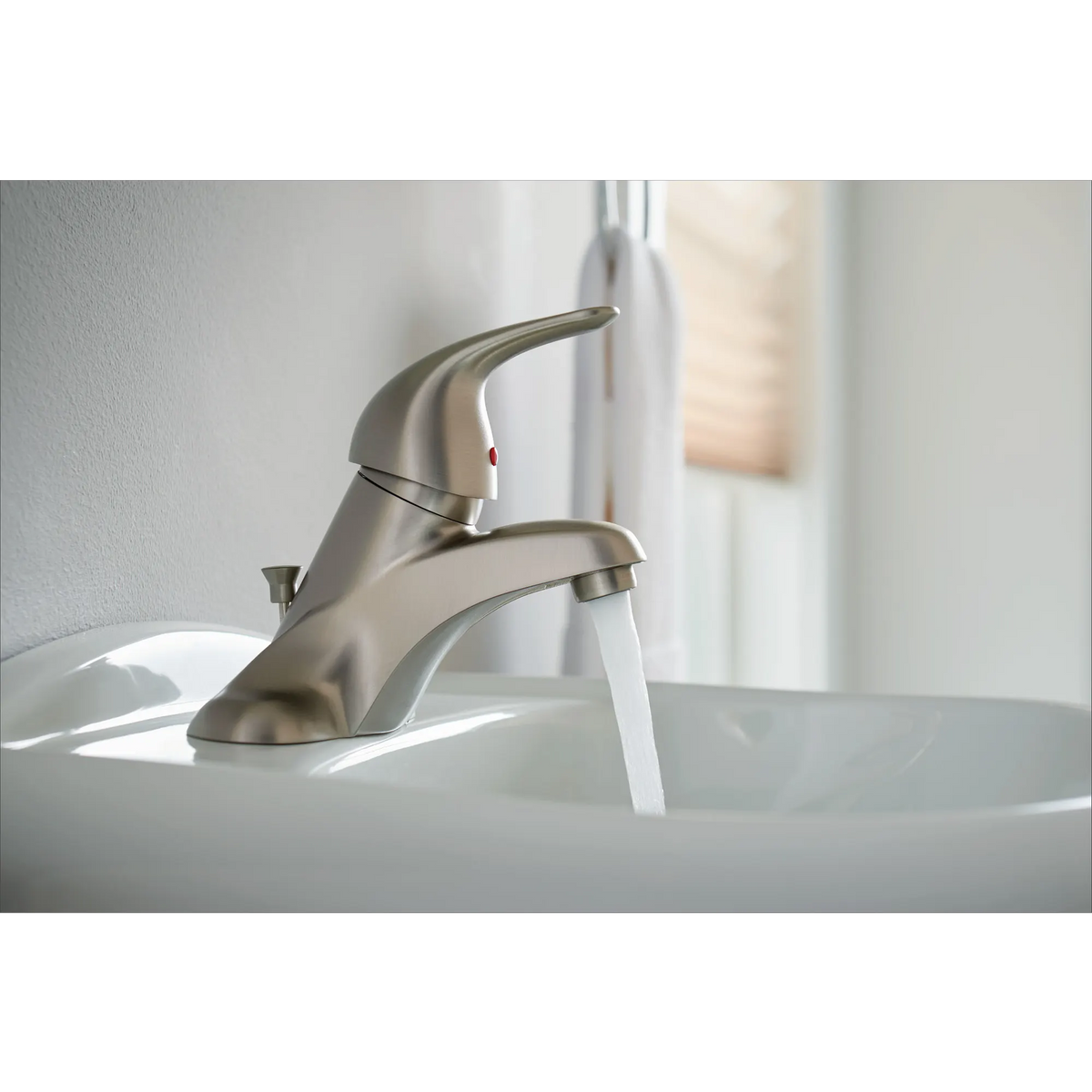 Moen Adler Single-Handle Low-Arc Bathroom Faucet WSL84502 in Spot Resist Brushed Nickel (WSL84502SRN) - view 3