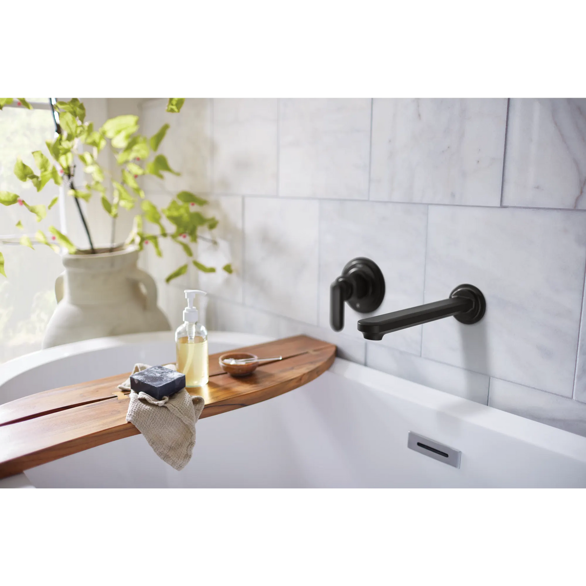 Moen Greenfield Single-Handle Non-Diverter Tub Filler WT621 in Matte Black (WT621BL) - view 2