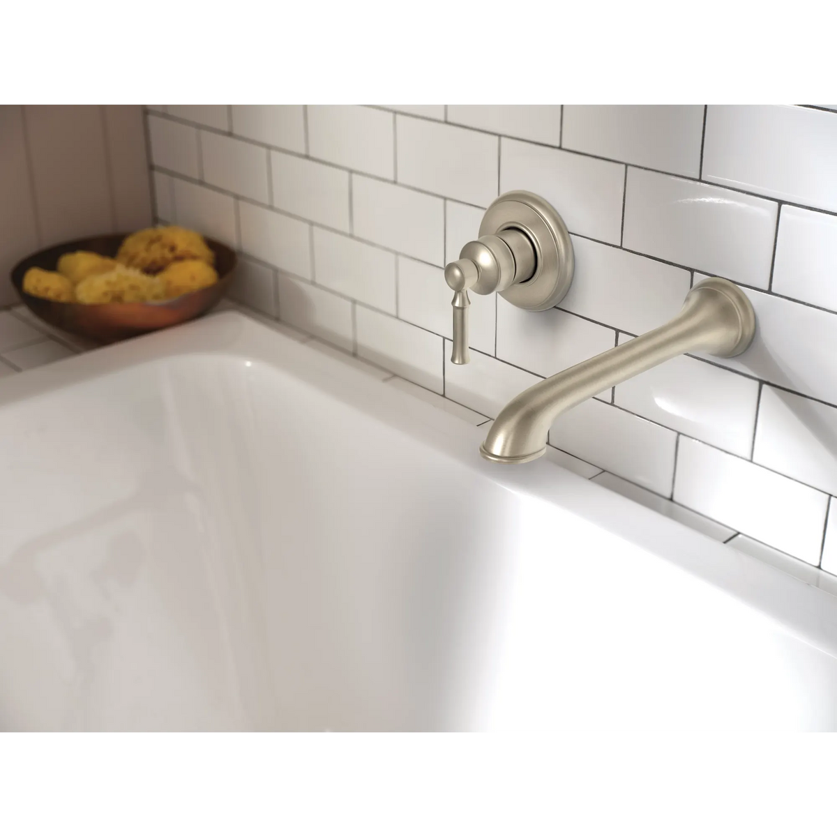 Moen Dartmoor Single-Handle Non-Diverter Wall-Mount Tub Filler WT681 in Brushed Nickel (WT681BN) - view 2