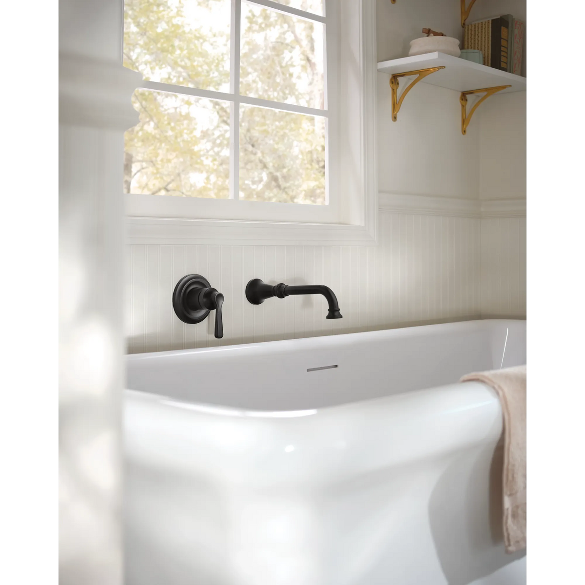 Moen Colinet Single-Handle Non-Diverter Wall-Mount Tub Filler WTS44501 in Matte Black (WTS44501BL) - view 4