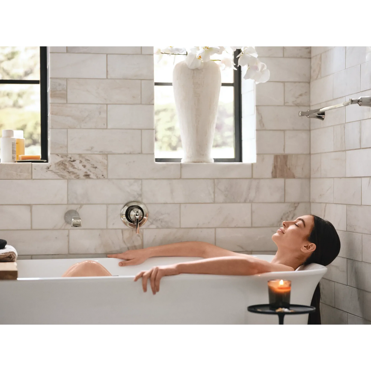 Moen Flara Single-Handle Non-Diverter Wall-Mount Tub Filler WTS921 in Polished Nickel (WTS921NL) - view 2
