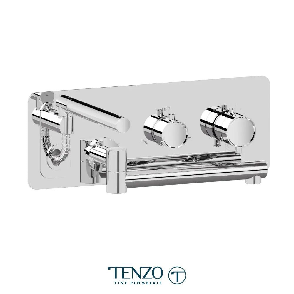Wall mount tub filler with retractable hose & 12'' swivel spout, Alyss - Plumbing Market