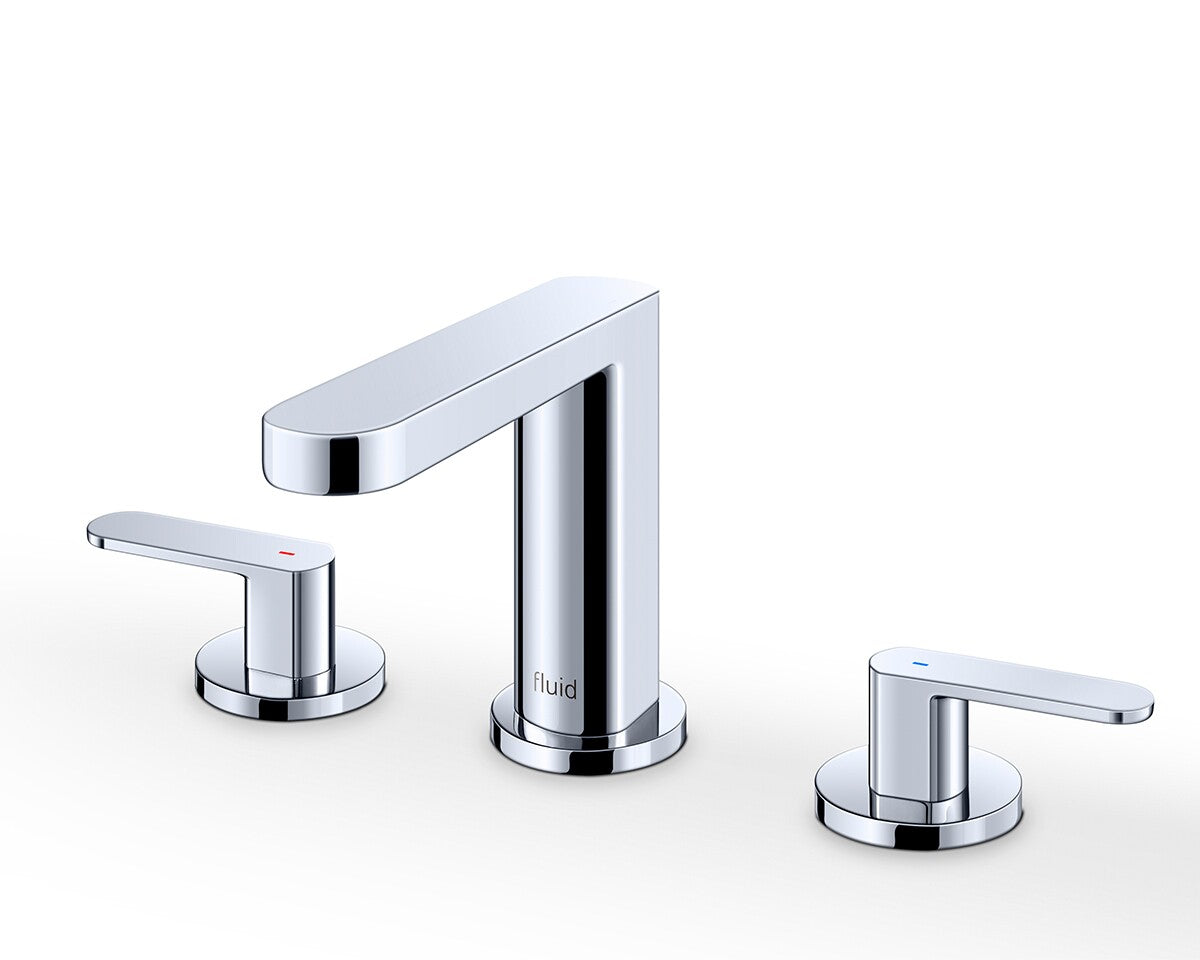 Fluid Wisdom F28006 widespread dual handle bathroom faucet in polished chrome