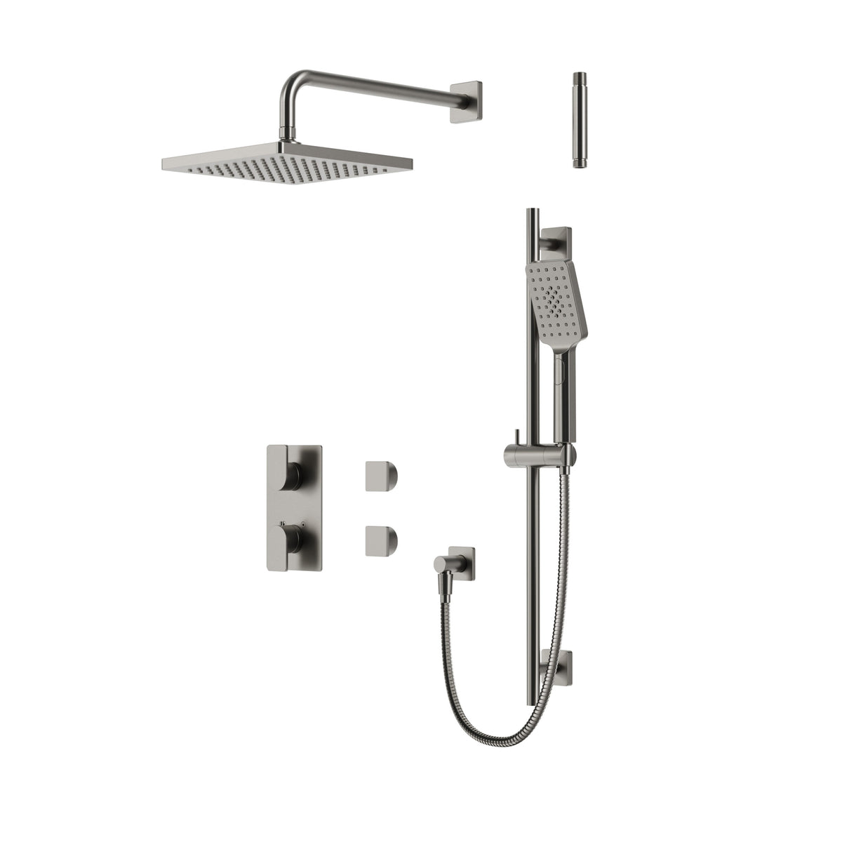 Aquabrass Xpress Square Thermostatic Shower Trim Kit 2-way Shared XPSK01 in Brushed Nickel PVD