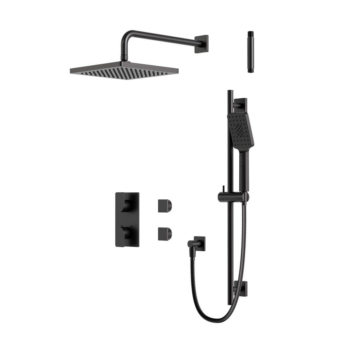 Aquabrass Xpress Square Thermostatic Shower Trim Kit 2-way Shared XPSK01 in Electro Black