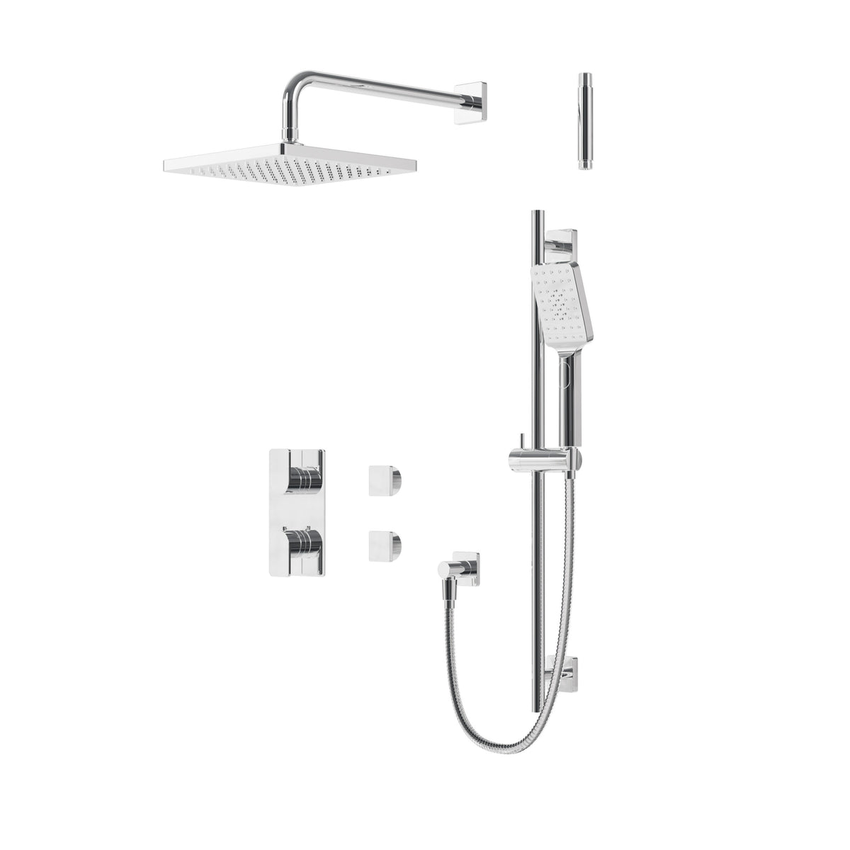Aquabrass Xpress Square Thermostatic Shower Trim Kit 2-way Non-shared (G) XPSK01G in Polished Chrome