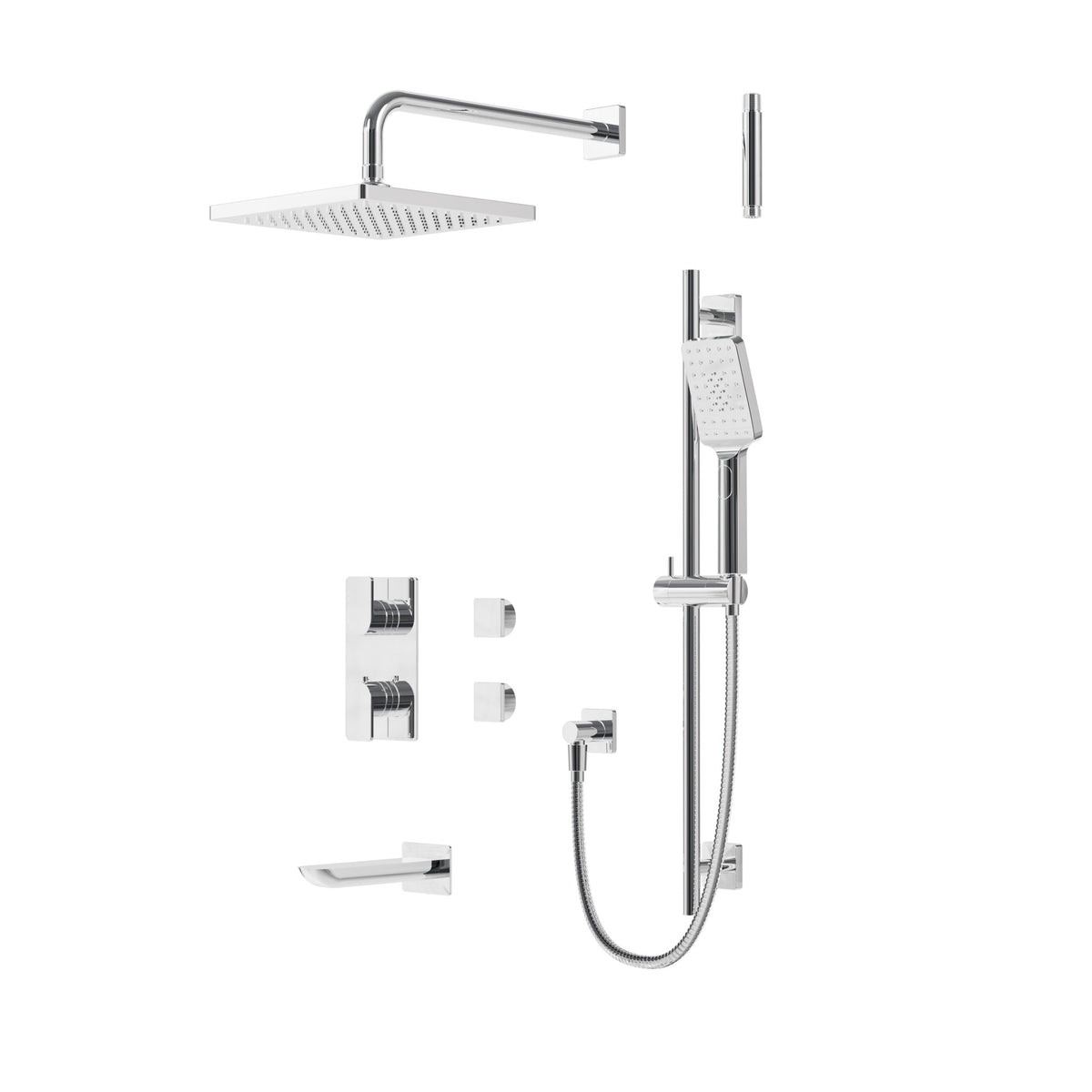 Aquabrass Xpress Square Rounded Thermostatic Shower Trim Kit 3-way Non-shared (G) XPSK02G in Polished Chrome
