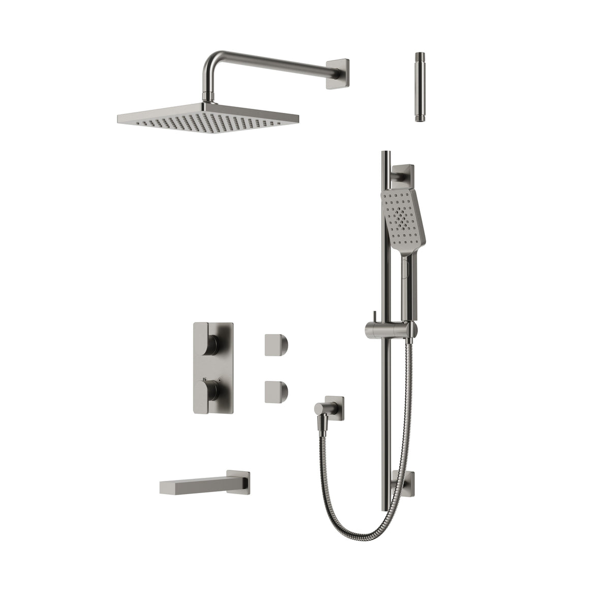 Aquabrass Xpress Square Thermostatic Shower Trim Kit 3-way Shared XPSK03 in Brushed Nickel PVD
