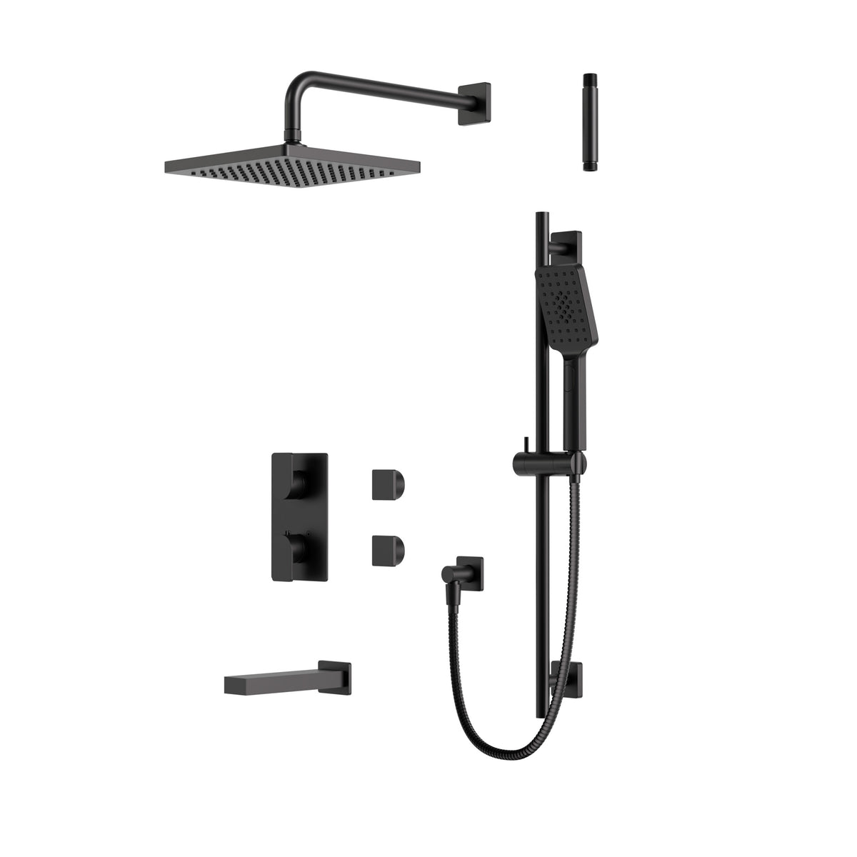 Aquabrass Xpress Square Thermostatic Shower Trim Kit 3-way Shared XPSK03 in Electro Black