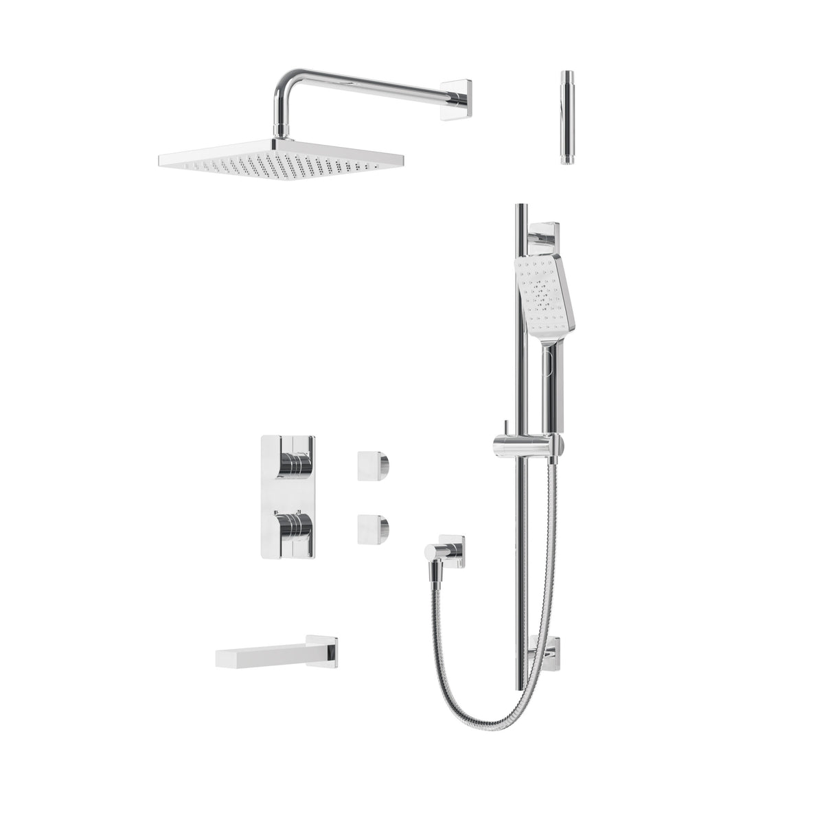 Aquabrass Xpress Square Thermostatic Shower Trim Kit 3-way Shared XPSK03 in Polished Chrome