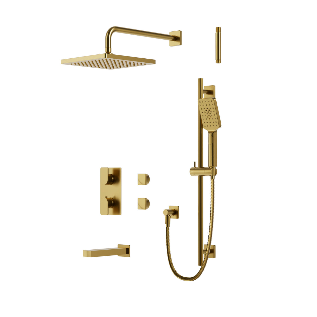 Aquabrass Xpress Square Thermostatic Shower Trim Kit 3-way Shared XPSK03 in Sunset PVD