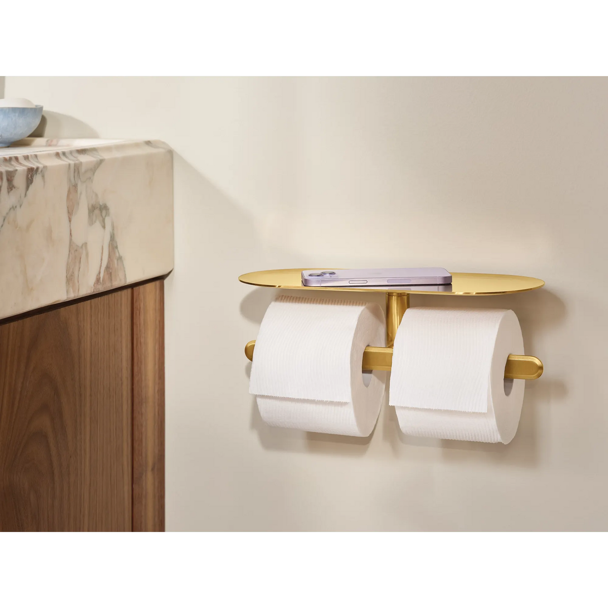 Moen Greenfield Double Paper Holder YB1788 in Brushed Gold (YB1788BG) - view 2