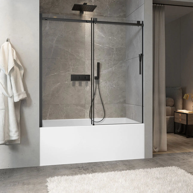 Zitta Bathtub door Minia alcove, 60", sliding, chrome frame and clear glass, Zitta collection DMN6000BSTC71 - Plumbing Market