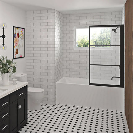 Zitta Bathtub screen Steel right alcove installation, 40", Pivoting, matte black frame and clear glass, Zitta collection DSE4000ESTH76 - Plumbing Market