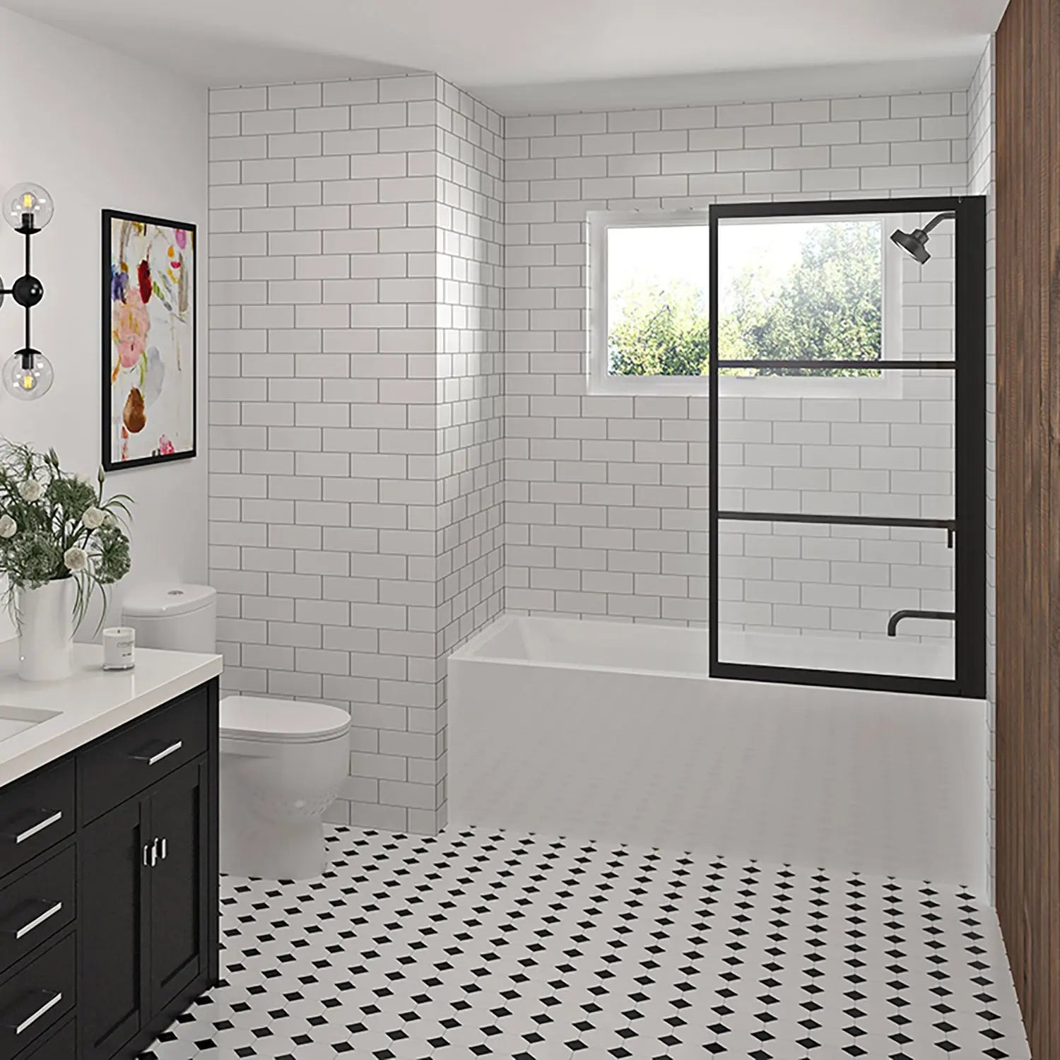 Zitta Bathtub screen Steel right alcove installation, 40", Pivoting, matte black frame and clear glass, Zitta collection DSE4000ESTH76 - Plumbing Market
