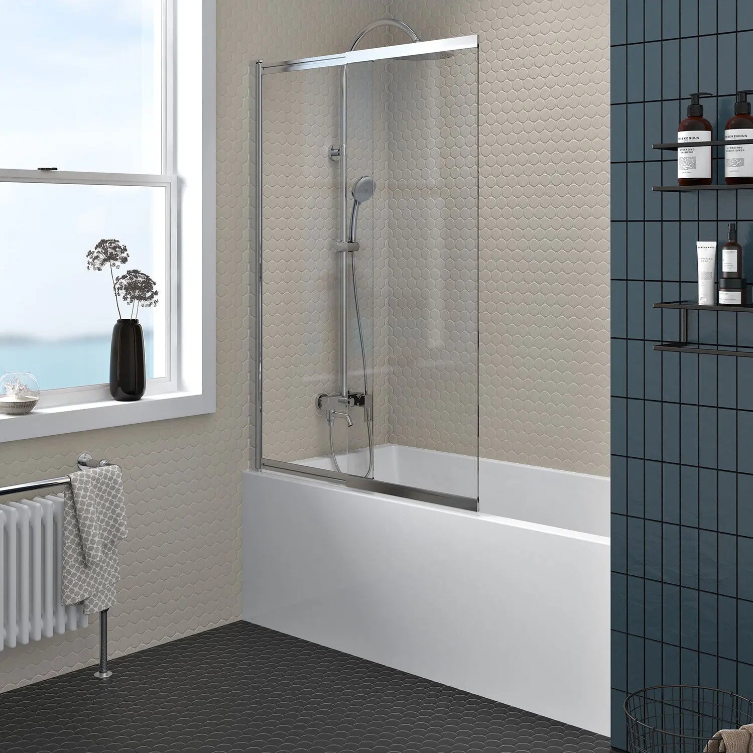 Zitta Bathtub screen Verdi alcove installation, 40", Pivoting and sliding, chrome frame and clear glass, Zitta collection DVR4000ESTA21 - Plumbing Market