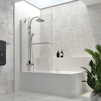 Zitta Bathtub screen Vista alcove installation, 40", Pivoting, chrome frame and clear glass, Zitta collection DVS4000ESTA21 - Plumbing Market