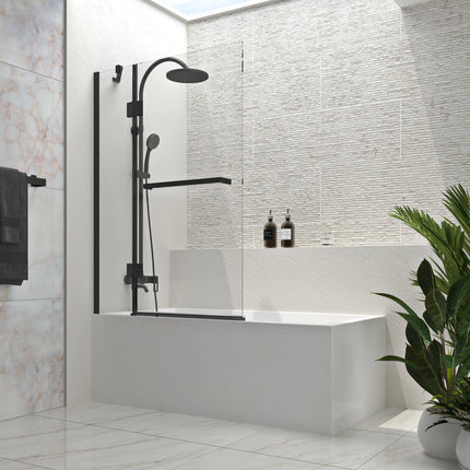 Zitta Bathtub screen Vista alcove installation, 40", Pivoting, matte black frame and clear glass, Zitta collection DVS4000ESTA71 - Plumbing Market