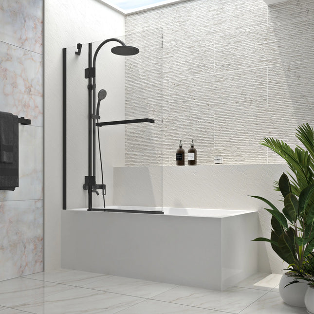 Zitta Bathtub screen Vista alcove installation, 40", Pivoting, matte black frame and clear glass, Zitta collection DVS4000ESTA71 - Plumbing Market