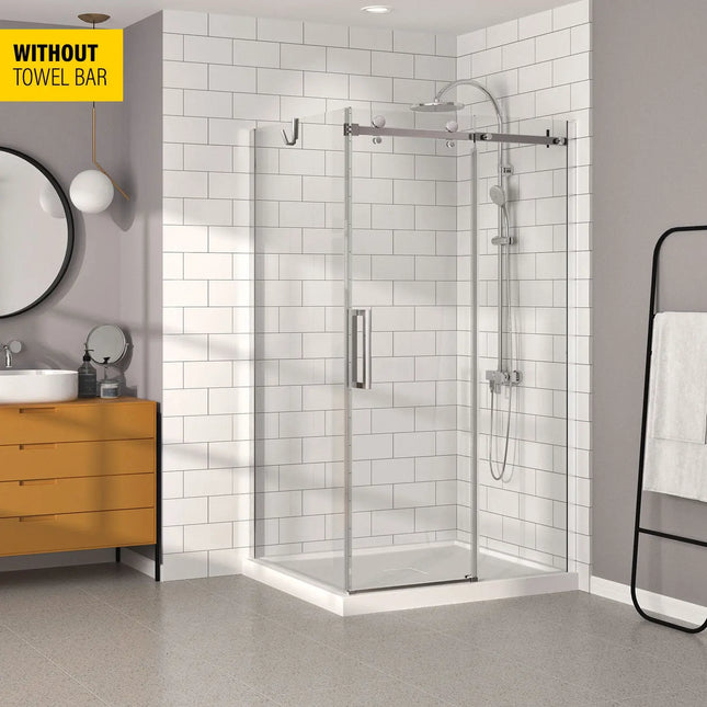 Zitta Bellini Shower door 48" x 32", in a corner closing on return, wall on the right, door on the left, in chrome - Plumbing Market