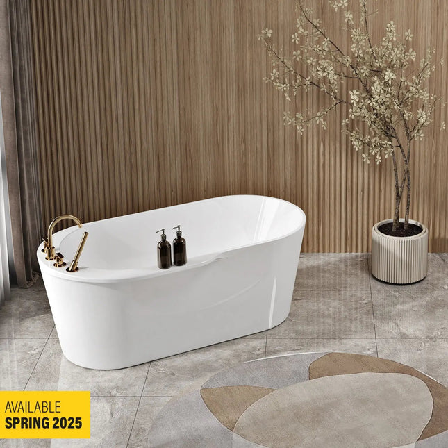 Zitta Esla Freestanding Bathtub, 60 Inch in Glossy White - Plumbing Market