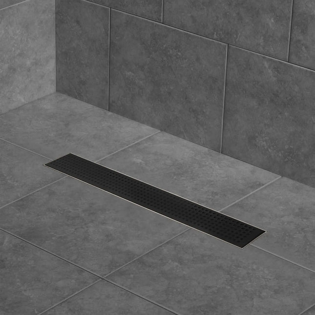 Zitta Linear matte black grate 24" rectangular pattern, for shower, Zitta collection AD2404CLA17 - Plumbing Market