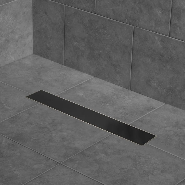 Zitta Linear matte black grate 24" reversible, solid or to tile, for shower, Zitta collection AD2404CLB17 - Plumbing Market
