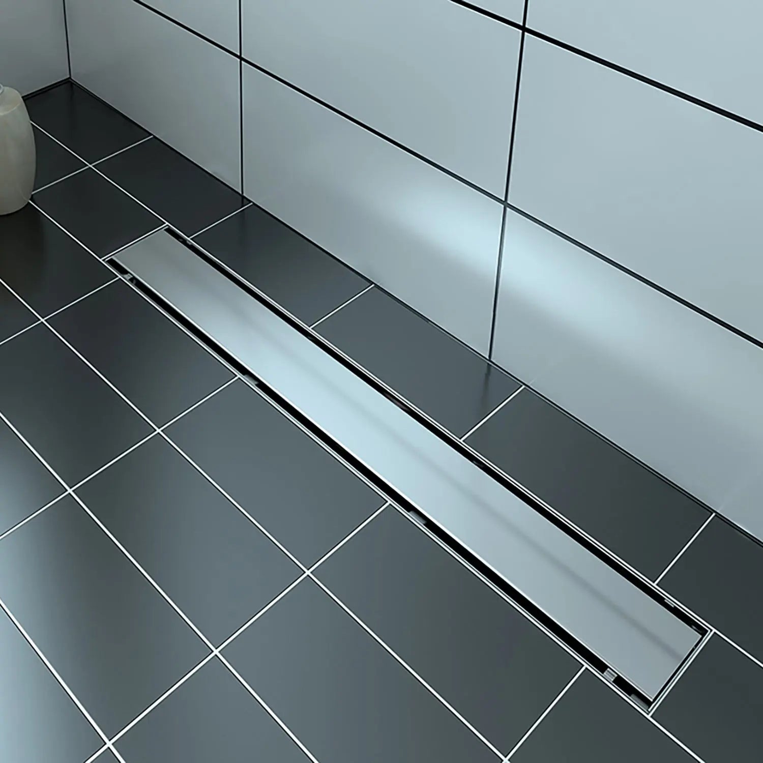Zitta Linear stainless steel grate 24" reversible, solid or to tile, for shower, Zitta collection AD2404CLB16 - Plumbing Market
