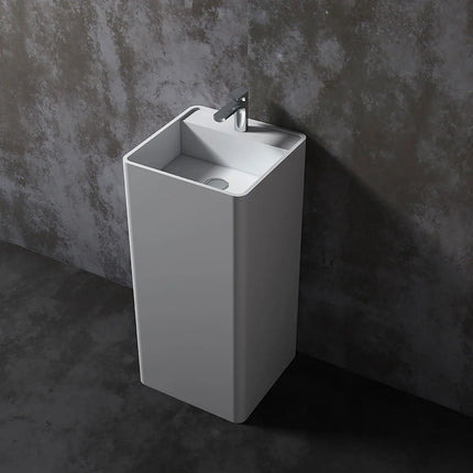 Zitta Pedestal sink Olta 16" x 16" matte white, accomodates deck mount faucet, Slik Portfolio collection CLP3315SS0X - Plumbing Market