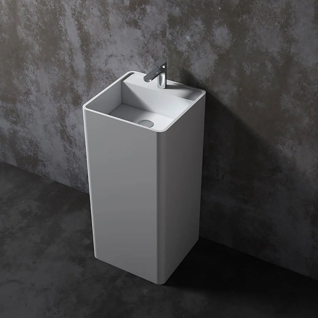 Zitta Pedestal sink Olta 16" x 16" matte white, accomodates deck mount faucet, Slik Portfolio collection CLP3315SS0X - Plumbing Market