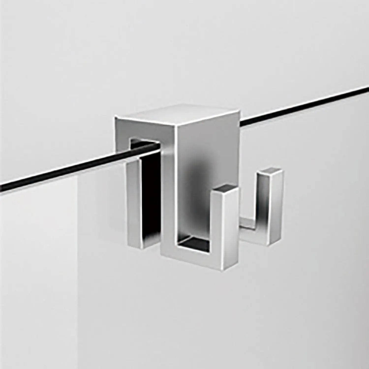 Zitta Robe and squeegee single hook on glass, for glass panels from 8 to 10mm, Zitta collection AS00022 - Plumbing Market