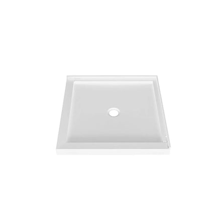 Zitta Shower base 32 x 32, glossy white, in acrylic, In a corner, central regular drain, Zitta collection B3232LCOCC1 - Plumbing Market