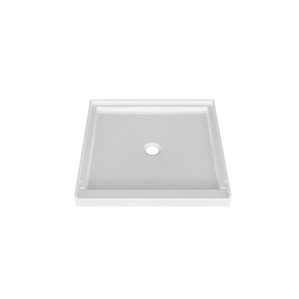 Zitta Shower base 32 x 32, glossy white, in acrylic, alcove, central regular drain, Zitta collection B3232LCACC1 - Plumbing Market