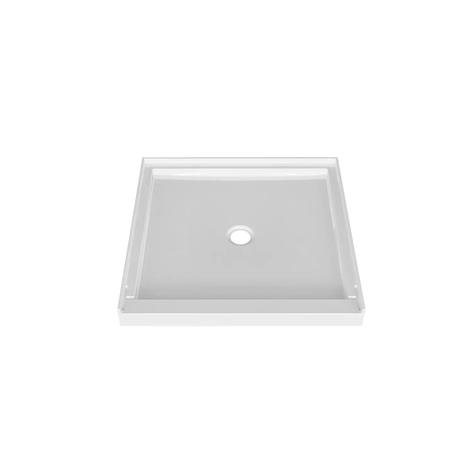 Zitta Shower base 32 x 32, glossy white, in acrylic, alcove, central regular drain, Zitta collection B3232LCACC1 - Plumbing Market