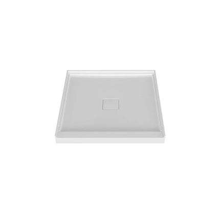 Zitta Shower base 36 x 36, glossy white, in acrylic, alcove, central deco cover, Zitta collection B3636NCACC1 - Plumbing Market